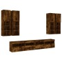 Wall TV cabinets with LED lights 7 pieces smoked oak by , TV Furniture - Ref: Foro24-3216775, Price: 387,66 €, Discount: %