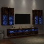 Wall TV cabinets with LED lights 7 pieces smoked oak by , TV Furniture - Ref: Foro24-3216775, Price: 387,66 €, Discount: %