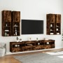 Wall TV cabinets with LED lights 7 pieces smoked oak by , TV Furniture - Ref: Foro24-3216775, Price: 387,66 €, Discount: %