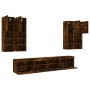 Wall TV cabinets with LED lights 7 pieces smoked oak by , TV Furniture - Ref: Foro24-3216775, Price: 387,66 €, Discount: %