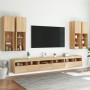 Wall TV cabinets with LED lights 7 pieces sonoma oak by , TV Furniture - Ref: Foro24-3216780, Price: 406,33 €, Discount: %