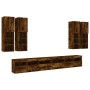 Wall TV cabinets with LED lights 7 pieces smoked oak by , TV Furniture - Ref: Foro24-3216782, Price: 389,11 €, Discount: %