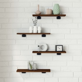 Wall shelves 4 pcs oak brown engineered wood 40x10x1.5cm by , Shelves and shelves - Ref: Foro24-838199, Price: 15,77 €, Disco...