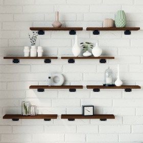 Wall shelves 8 units oak brown engineered wood 40x10x1.5 cm by , Shelves and shelves - Ref: Foro24-838200, Price: 24,38 €, Di...