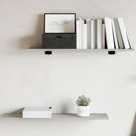 Wall shelves 4 pcs Sonoma gray engineered wood 80x20x1.5 cm by , Shelves and shelves - Ref: Foro24-838263, Price: 33,66 €, Di...