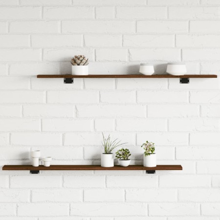 Wall shelves 4 pcs brown engineered wood 100x10x1.5 cm by , Shelves and shelves - Ref: Foro24-838289, Price: 26,84 €, Discoun...