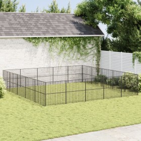 Dog playpen with 20 black galvanized steel panels by , Dog kennels - Ref: Foro24-3209556, Price: 514,46 €, Discount: %