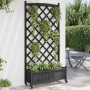 Planter with trellis and wheels solid black fir wood by , Pots and planters - Ref: Foro24-3207655, Price: 93,68 €, Discount: %