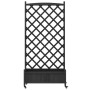 Planter with trellis and wheels solid black fir wood by , Pots and planters - Ref: Foro24-3207655, Price: 93,68 €, Discount: %