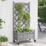 Planter with trellis and wheels solid gray fir wood by , Pots and planters - Ref: Foro24-3207648, Price: 60,92 €, Discount: %