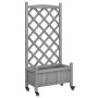 Planter with trellis and wheels solid gray fir wood by , Pots and planters - Ref: Foro24-3207648, Price: 60,92 €, Discount: %