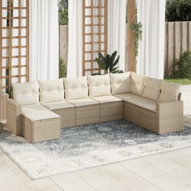 Gartensofa-Set mit beigen Kissen 8 Stück PE-Rattan von , Gartensets - Ref: Foro24-3219348, Preis: 642,76 €, Rabatt: %