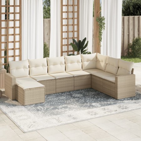 Gartensofa-Set mit beigen Kissen 8 Stück PE-Rattan von , Gartensets - Ref: Foro24-3219348, Preis: 639,45 €, Rabatt: %