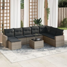 9-teiliges Gartenmöbel-Set und graue synthetische Rattankissen von , Gartensets - Ref: Foro24-3219360, Preis: 580,38 €, Rabat...