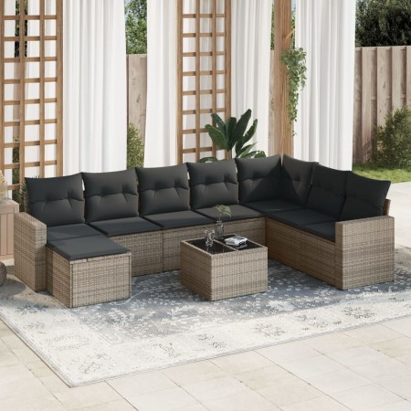 9-piece garden furniture set and gray synthetic rattan cushions by , Garden sets - Ref: Foro24-3219360, Price: 580,38 €, Disc...