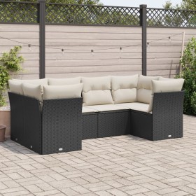 6-teiliges Gartensofa-Set und schwarze synthetische Rattankissen von , Gartensets - Ref: Foro24-3218106, Preis: 416,51 €, Rab...