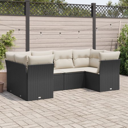 6-teiliges Gartensofa-Set und schwarze synthetische Rattankissen von , Gartensets - Ref: Foro24-3218106, Preis: 409,67 €, Rab...