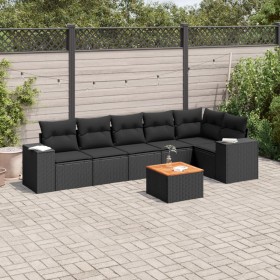 7-teiliges Garten-Essset und schwarze Kissen aus synthetischem Rattan von , Gartensets - Ref: Foro24-3225453, Preis: 482,86 €...