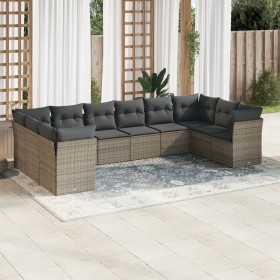 10-piece garden sofa set with gray synthetic rattan cushions by , Garden sets - Ref: Foro24-3218200, Price: 658,45 €, Discoun...