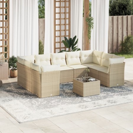 Gartensofa-Set mit beigen Kissen, 10-teilig, synthetisches Rattan von , Gartensets - Ref: Foro24-3218138, Preis: 741,90 €, Ra...