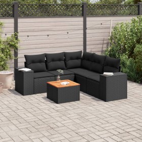 6-teiliges Gartensofa-Set und schwarze synthetische Rattankissen von , Gartensets - Ref: Foro24-3225439, Preis: 416,52 €, Rab...