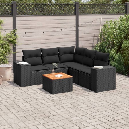 6-piece garden sofa set and black synthetic rattan cushions by , Garden sets - Ref: Foro24-3225439, Price: 416,06 €, Discount: %