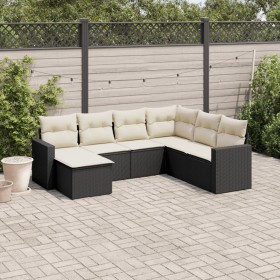 7-teiliges Garten-Essset und schwarze Kissen aus synthetischem Rattan von , Gartensets - Ref: Foro24-3219286, Preis: 452,66 €...