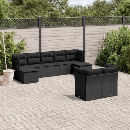 8-teiliges Gartensofa-Set und schwarze synthetische Rattankissen von , Gartensets - Ref: Foro24-3218305, Preis: 553,44 €, Rab...