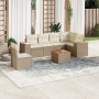 Set sofás de jardín 7 piezas y cojines ratán sintético beige de , Conjuntos de jardín - Ref: Foro24-3225470, Precio: 548,49 €...