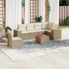 Set sofás de jardín 7 piezas y cojines ratán sintético beige de , Conjuntos de jardín - Ref: Foro24-3225470, Precio: 548,99 €...