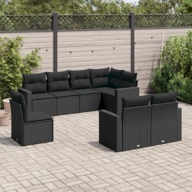 8-teiliges Gartensofa-Set und schwarze synthetische Rattankissen von , Gartensets - Ref: Foro24-3219225, Preis: 540,69 €, Rab...