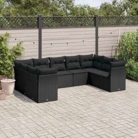 8-teiliges Gartensofa-Set und schwarze synthetische Rattankissen von , Gartensets - Ref: Foro24-3218125, Preis: 540,99 €, Rab...