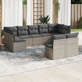 9-piece garden furniture set and gray synthetic rattan cushions by , Garden sets - Ref: Foro24-3218150, Price: 597,76 €, Disc...