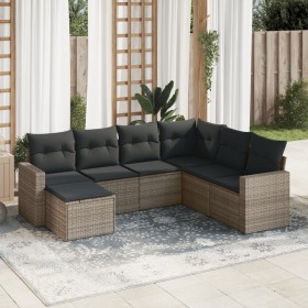 7-piece garden sofa set with gray PE rattan cushions by , Garden sets - Ref: Foro24-3219290, Price: 462,07 €, Discount: %