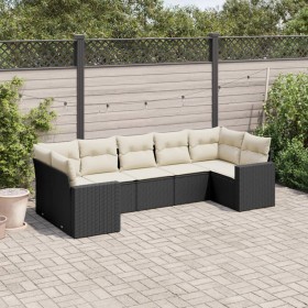 7-teiliges Garten-Essset und schwarze Kissen aus synthetischem Rattan von , Gartensets - Ref: Foro24-3219376, Preis: 486,01 €...