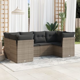 6-piece garden furniture set and gray synthetic rattan cushions by , Garden sets - Ref: Foro24-3218110, Price: 393,48 €, Disc...