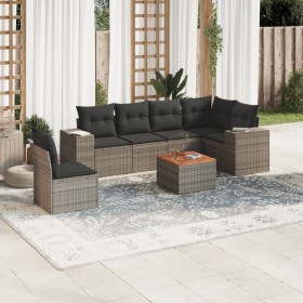 7-piece garden sofa set with gray PE rattan cushions by , Garden sets - Ref: Foro24-3225472, Price: 473,42 €, Discount: %