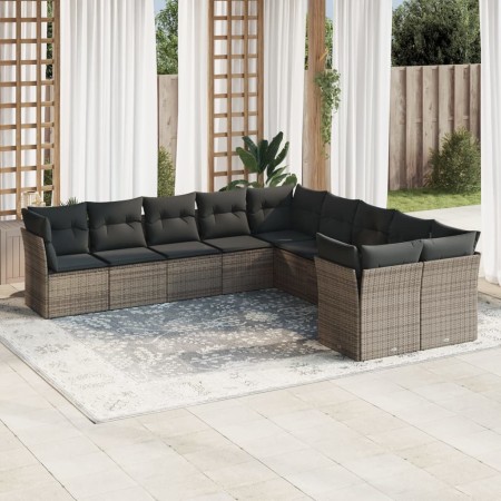 10-piece garden sofa set with gray synthetic rattan cushions by , Garden sets - Ref: Foro24-3218240, Price: 624,99 €, Discoun...