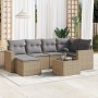 7-teiliges Gartensofa-Set und beigefarbene synthetische Rattankissen von , Gartensets - Ref: Foro24-3219259, Preis: 465,44 €,...