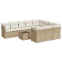 Set de sofás de jardín 11pzas con cojines ratán sintético beige de , Conjuntos de jardín - Ref: Foro24-3218228, Precio: 818,0...