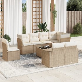 9-teiliges Gartensofa-Set mit beigen synthetischen Rattankissen von , Gartensets - Ref: Foro24-3219238, Preis: 716,66 €, Raba...