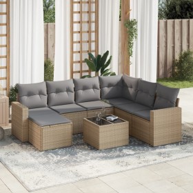 Gartensofa-Set mit beigen Kissen 8 Stück PE-Rattan von , Gartensets - Ref: Foro24-3219299, Preis: 543,46 €, Rabatt: %