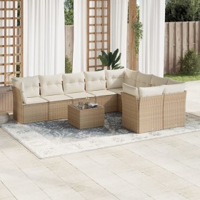 Gartensofa-Set mit beigen Kissen, 10-teilig, synthetisches Rattan von , Gartensets - Ref: Foro24-3218178, Preis: 740,99 €, Ra...