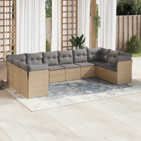 Gartensofa-Set mit beigen Kissen, 10-teilig, synthetisches Rattan von , Gartensets - Ref: Foro24-3218199, Preis: 651,49 €, Ra...