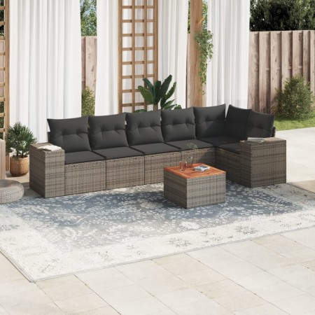 7-teiliges Gartensofa-Set mit grauen PE-Rattan-Kissen von , Gartensets - Ref: Foro24-3225458, Preis: 473,42 €, Rabatt: %