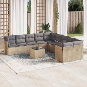 11-teiliges Gartensofa-Set mit beigen synthetischen Rattankissen von , Gartensets - Ref: Foro24-3218249, Preis: 704,99 €, Rab...