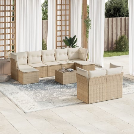 Gartensofa-Set mit beigen Kissen, 10-teilig, synthetisches Rattan von , Gartensets - Ref: Foro24-3218318, Preis: 754,37 €, Ra...