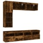 Wall TV cabinets with LED lights 7 pieces smoked oak by , TV Furniture - Ref: Foro24-3216761, Price: 217,50 €, Discount: %