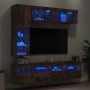 Wall TV cabinets with LED lights 7 pieces smoked oak by , TV Furniture - Ref: Foro24-3216761, Price: 217,50 €, Discount: %