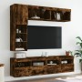 Wall TV cabinets with LED lights 7 pieces smoked oak by , TV Furniture - Ref: Foro24-3216761, Price: 217,50 €, Discount: %